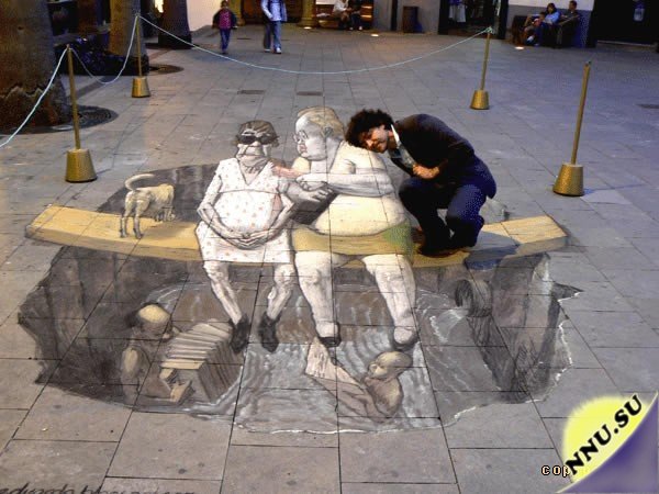 3D иллюзии на тротуаре